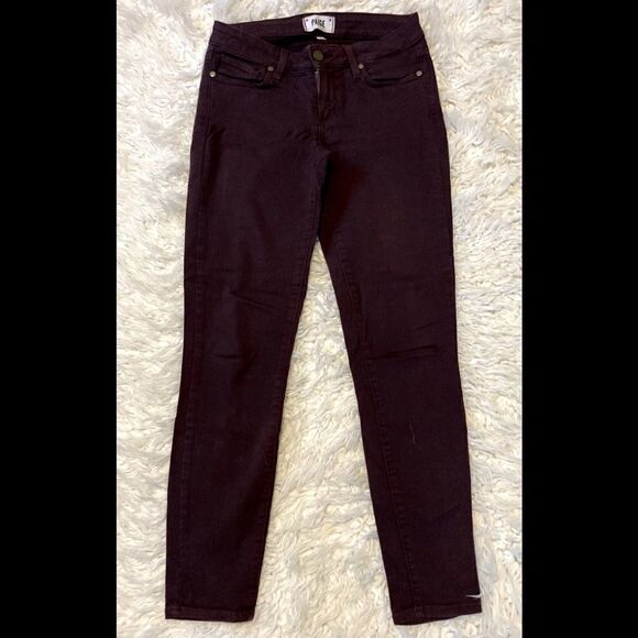 Paige High Rise Skinny Jeans Size 25 Burgundy Plum Stretch Denim Classic Fit - Picture 4 of 8